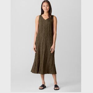 Eileen Fisher Crushed Silk V-Neck Dress XL NWOT